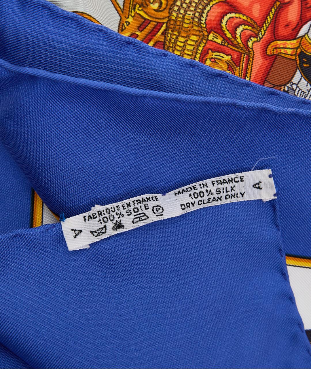 HERMES Синий шелковый платок, фото 6