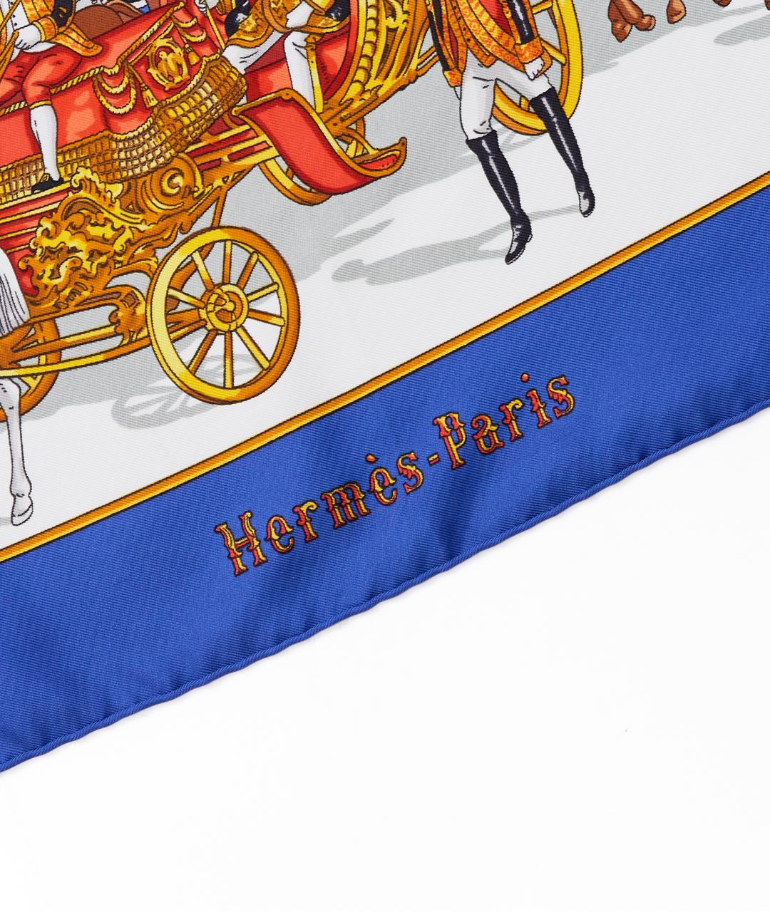 HERMES Синий шелковый платок, фото 3