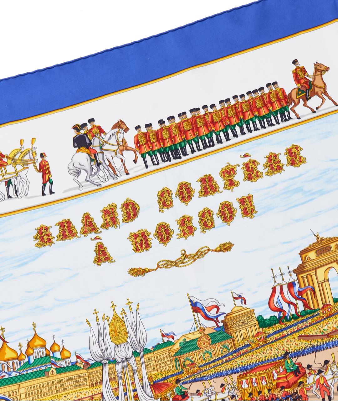 HERMES Синий шелковый платок, фото 2