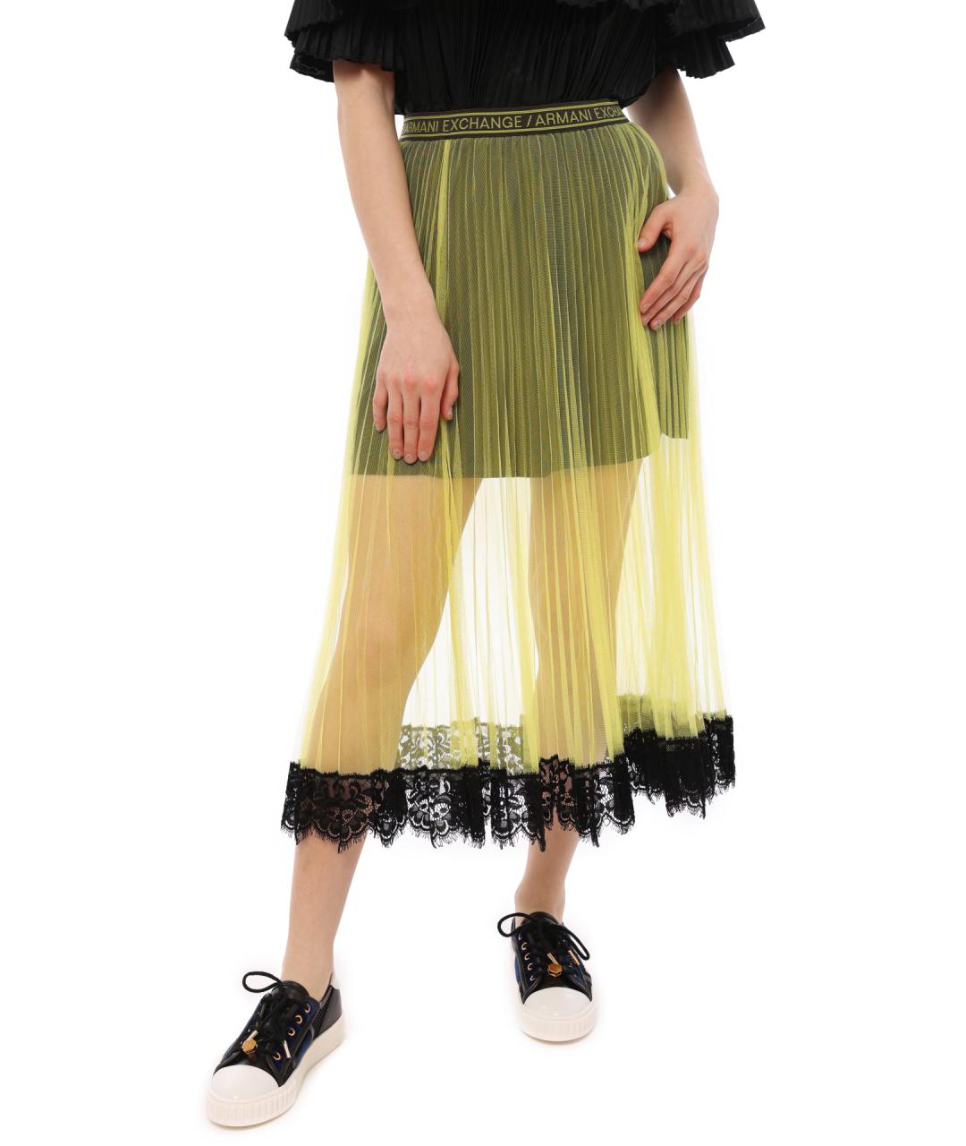 ARMANI EXCHANGE Желтая полиэстеровая юбка миди, фото 1
