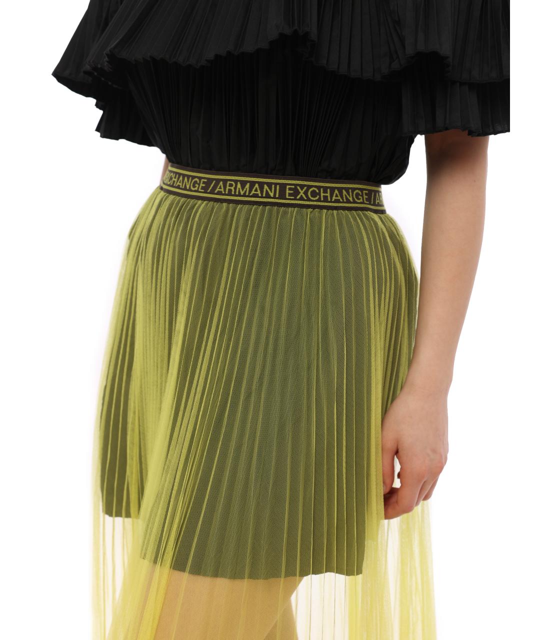 ARMANI EXCHANGE Желтая полиэстеровая юбка миди, фото 4