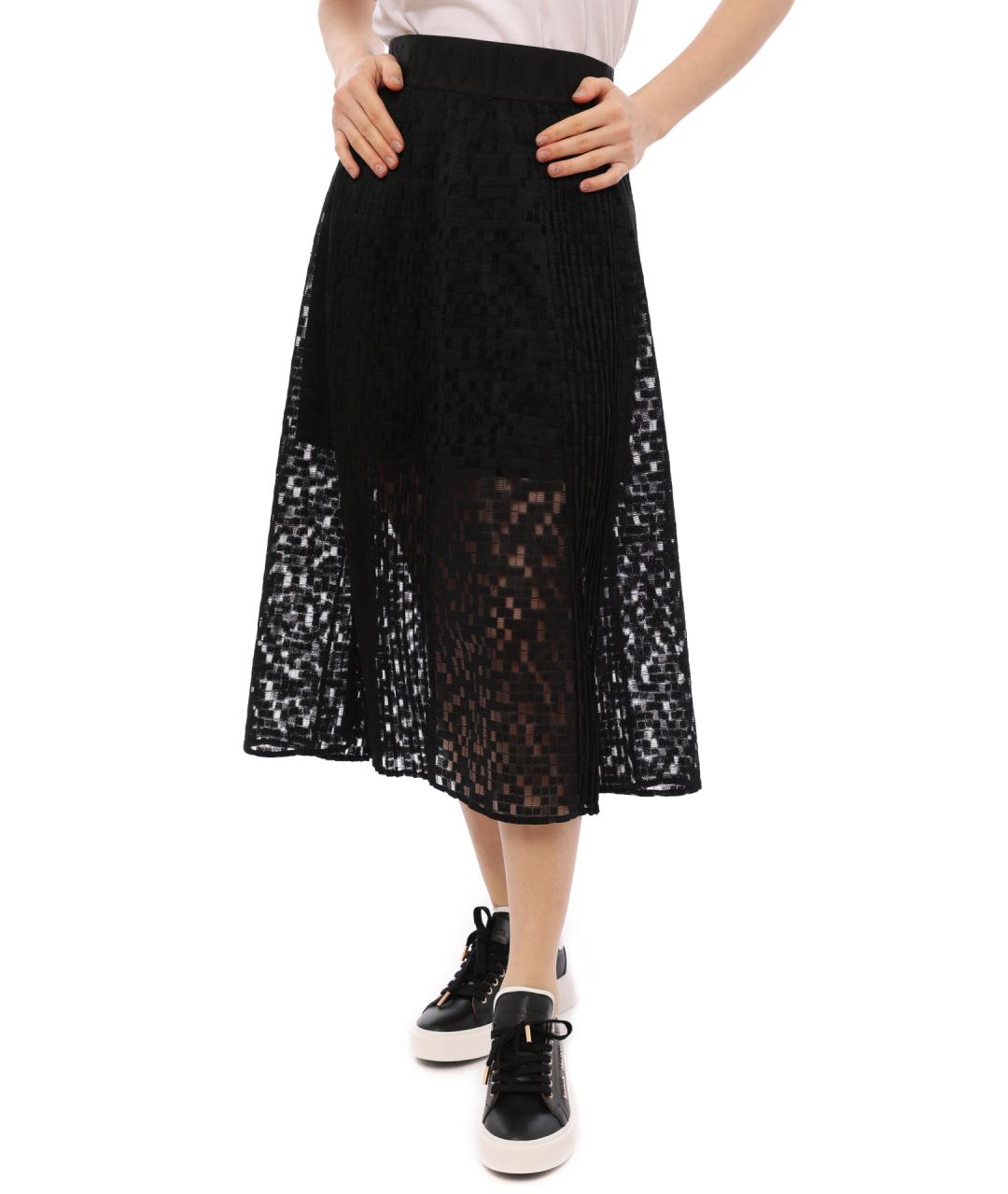 ARMANI EXCHANGE Черная полиэстеровая юбка миди, фото 1