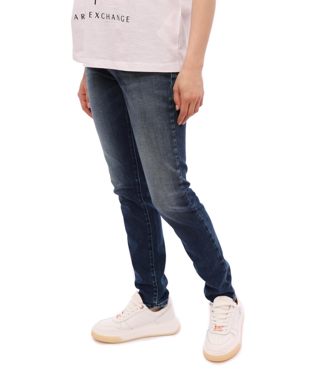 ARMANI EXCHANGE Синие хлопковые прямые джинсы, фото 5
