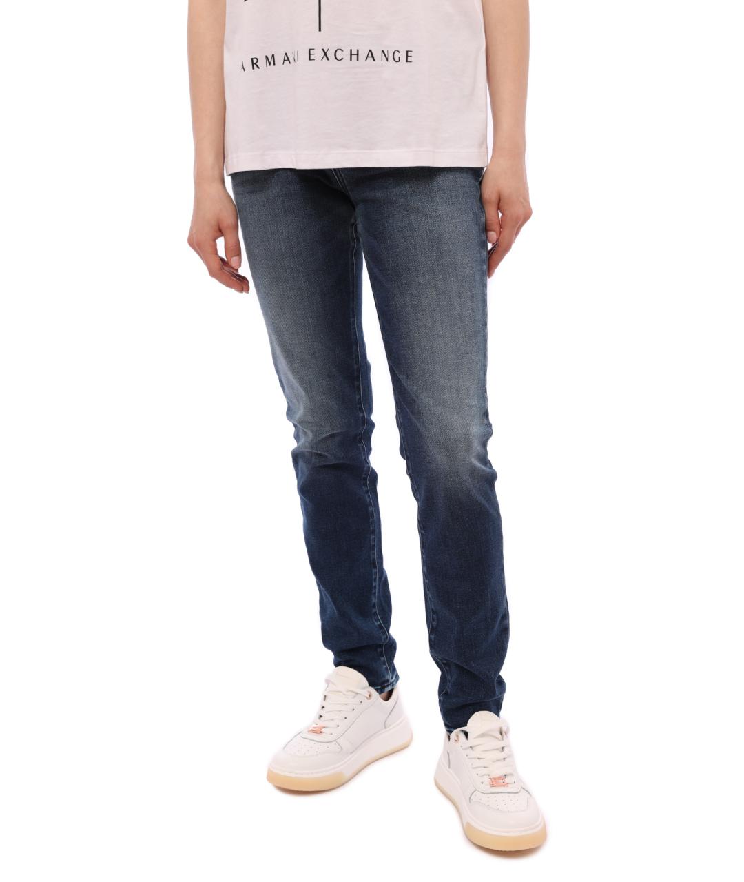 ARMANI EXCHANGE Синие хлопковые прямые джинсы, фото 1