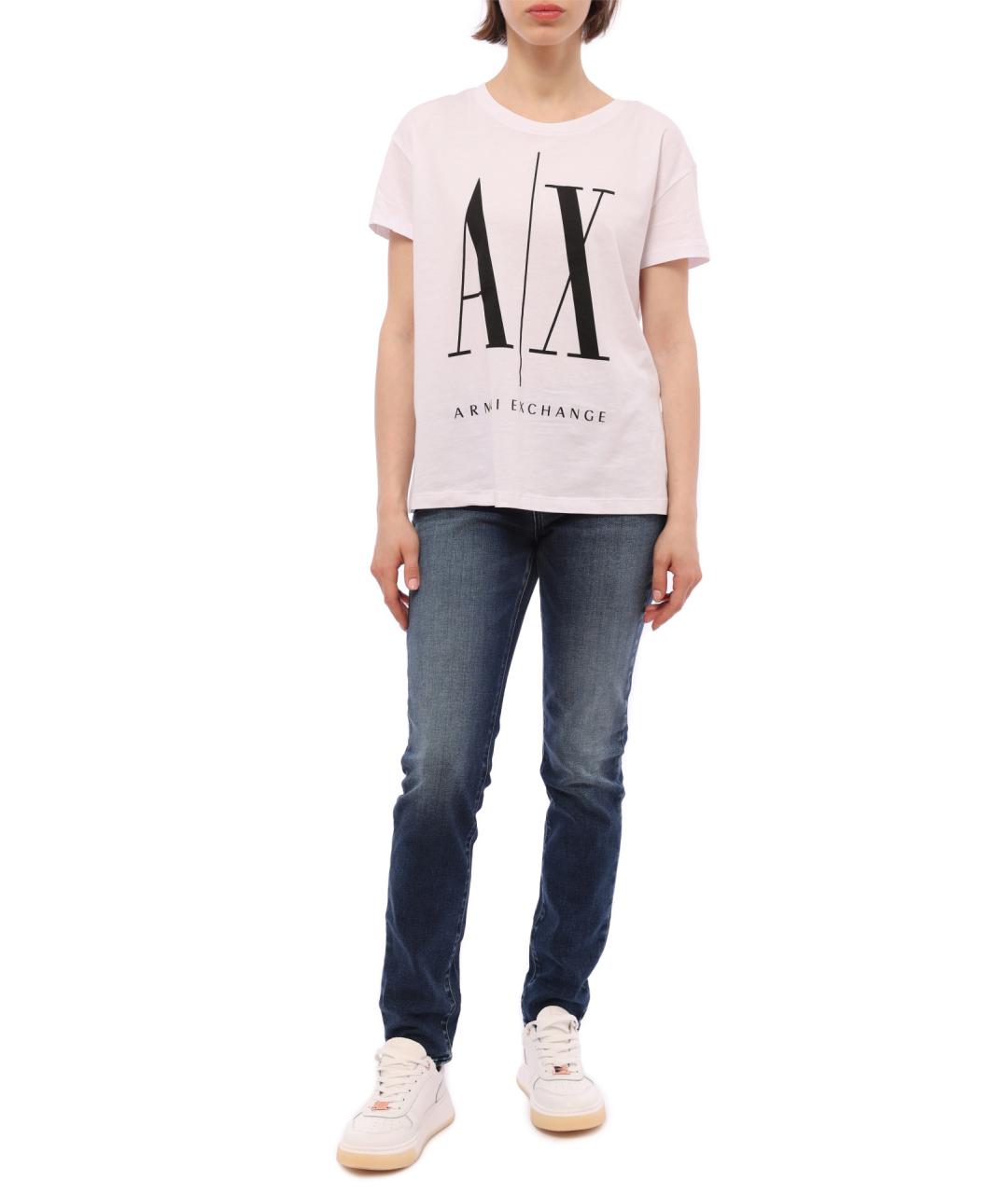 ARMANI EXCHANGE Синие хлопковые прямые джинсы, фото 4