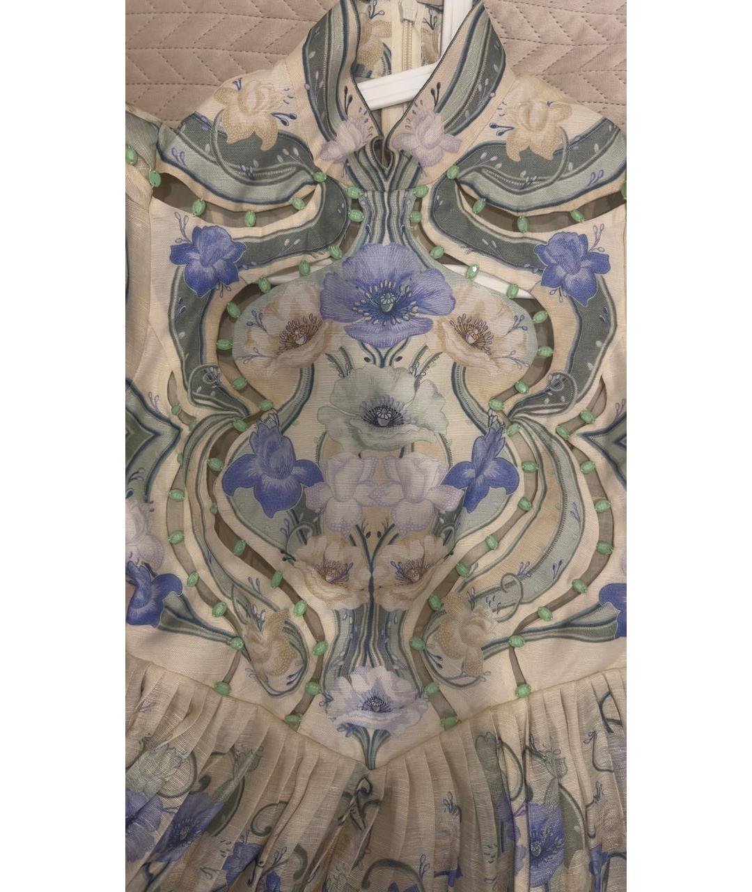 ZIMMERMANN Бежевое льняное коктейльное платье, фото 4