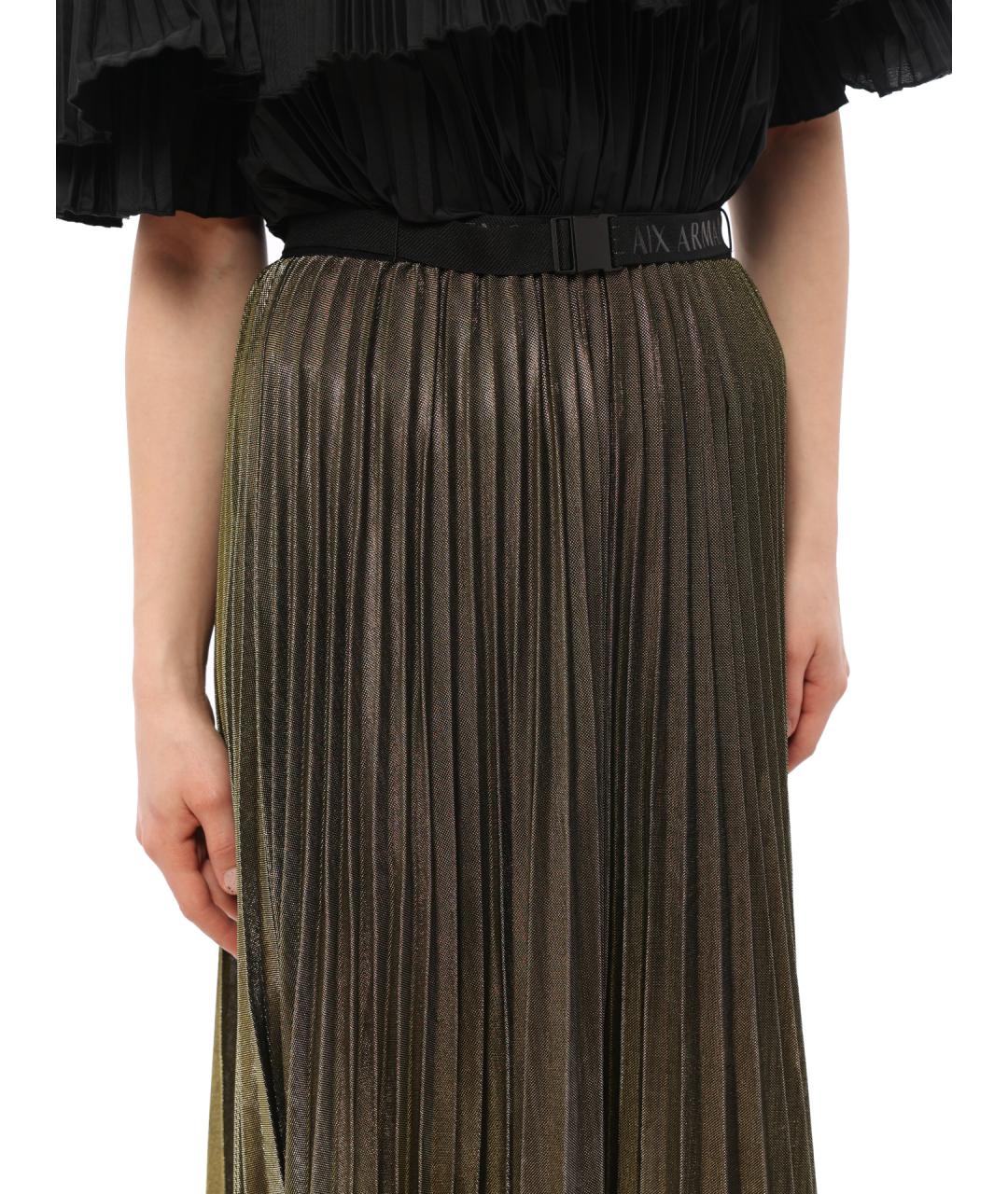 ARMANI EXCHANGE Зеленая полиэстеровая юбка миди, фото 3