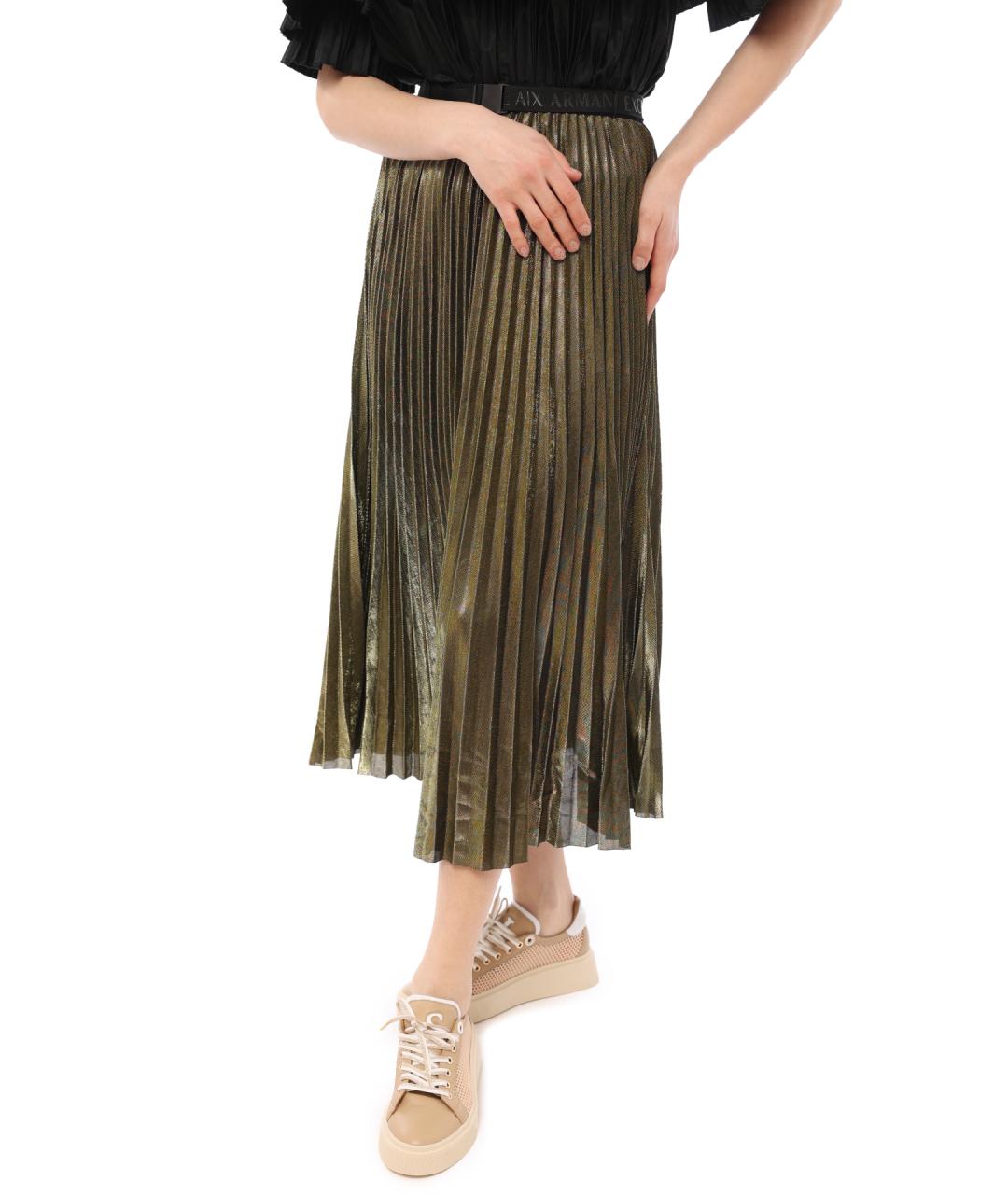 ARMANI EXCHANGE Зеленая полиэстеровая юбка миди, фото 2