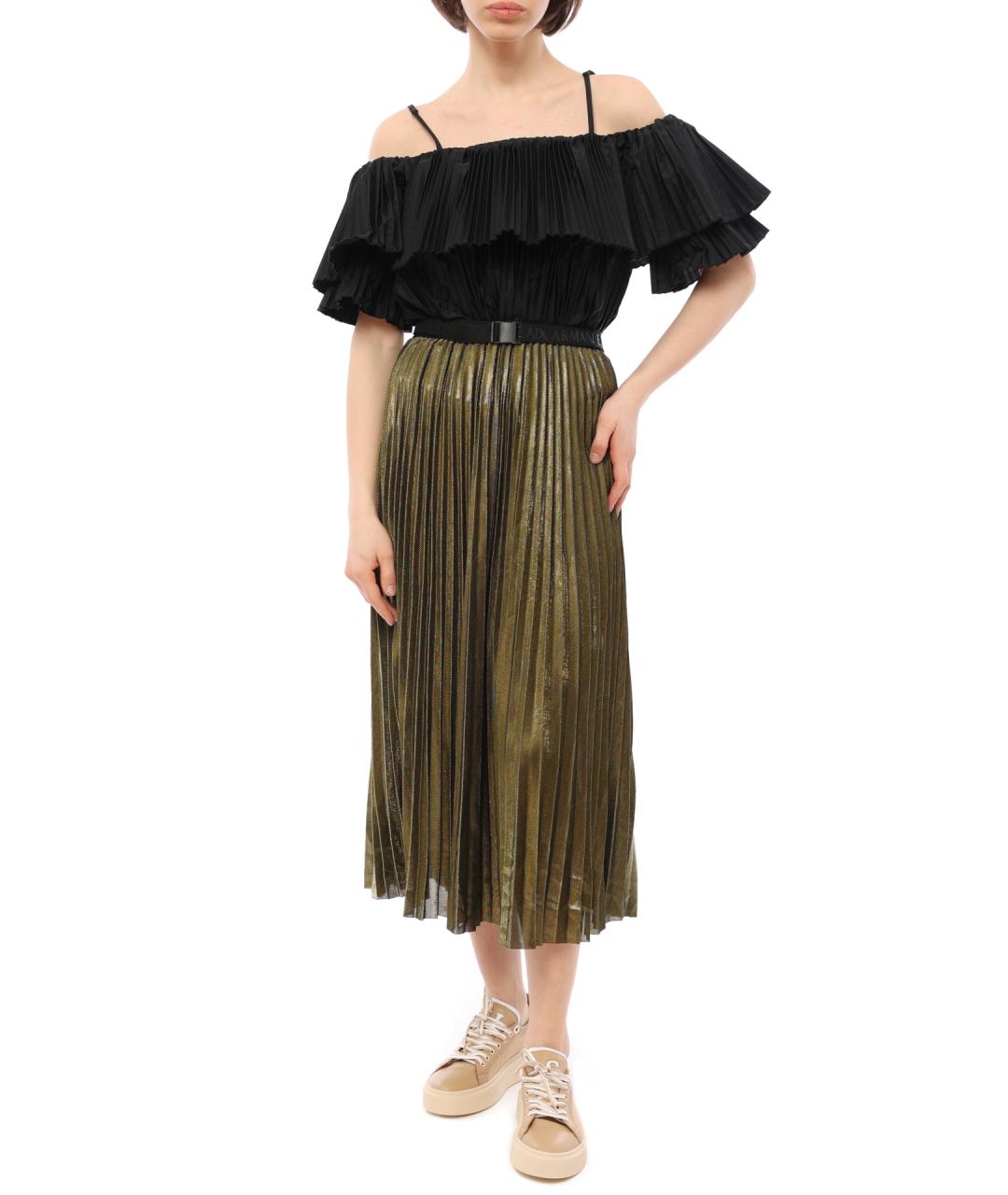 ARMANI EXCHANGE Зеленая полиэстеровая юбка миди, фото 6