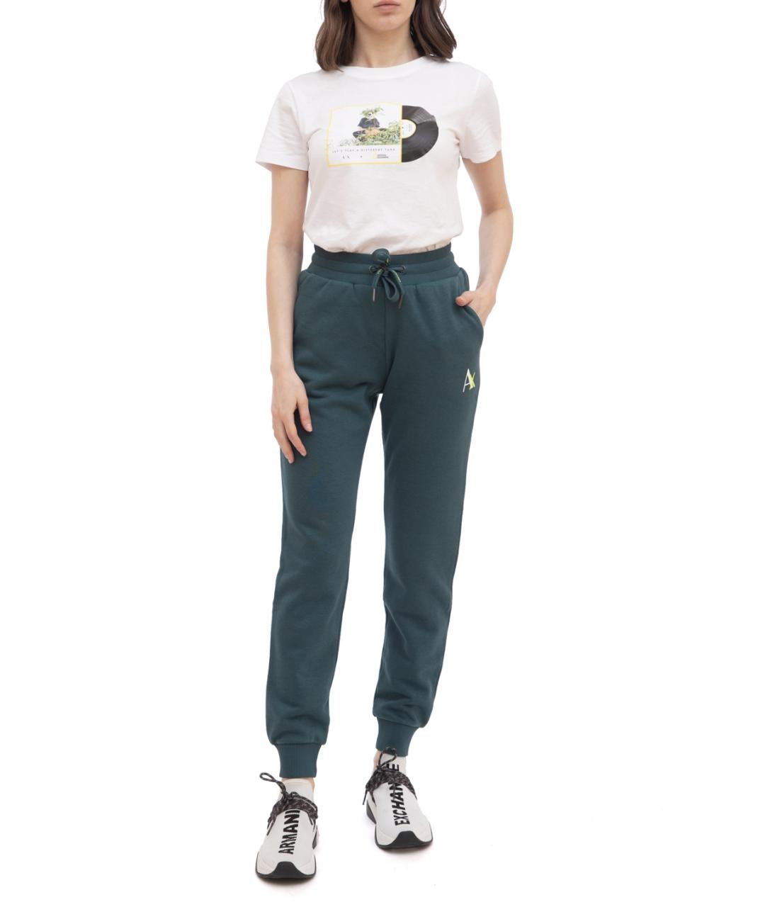 ARMANI EXCHANGE Зеленые хлопковые спортивные брюки и шорты, фото 1
