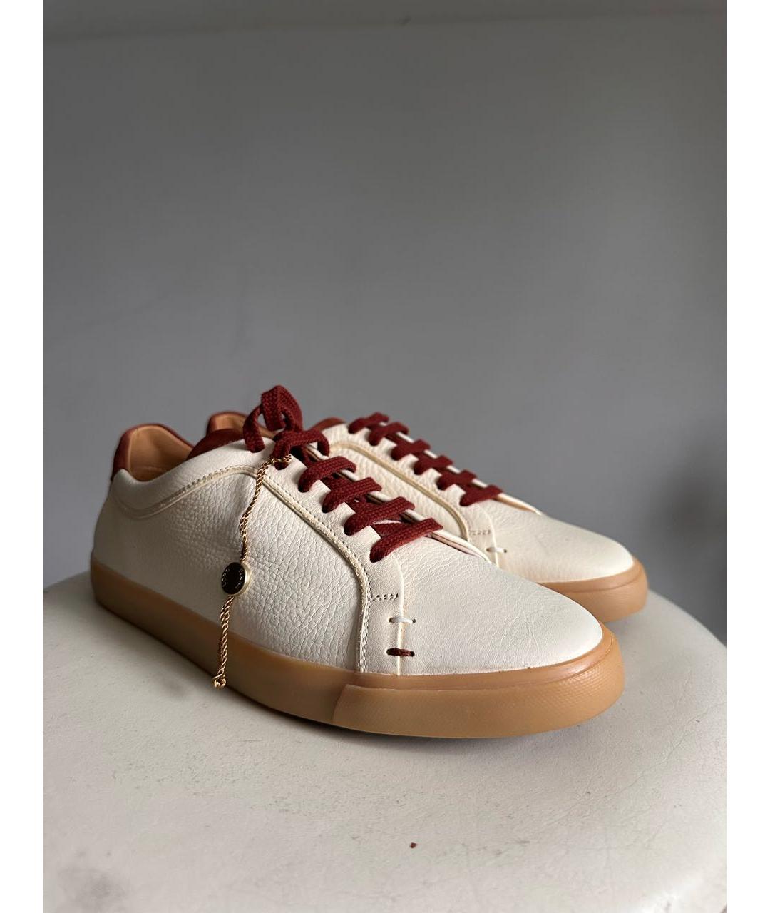 LORO PIANA Бежевые кожаные низкие кроссовки / кеды, фото 6