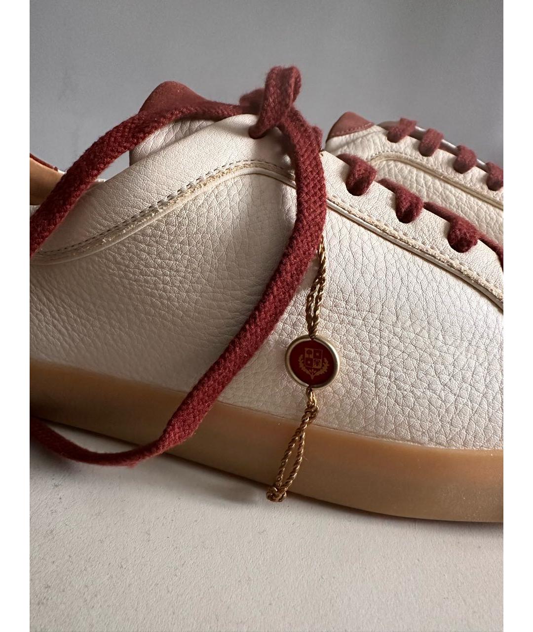 LORO PIANA Бежевые кожаные низкие кроссовки / кеды, фото 4