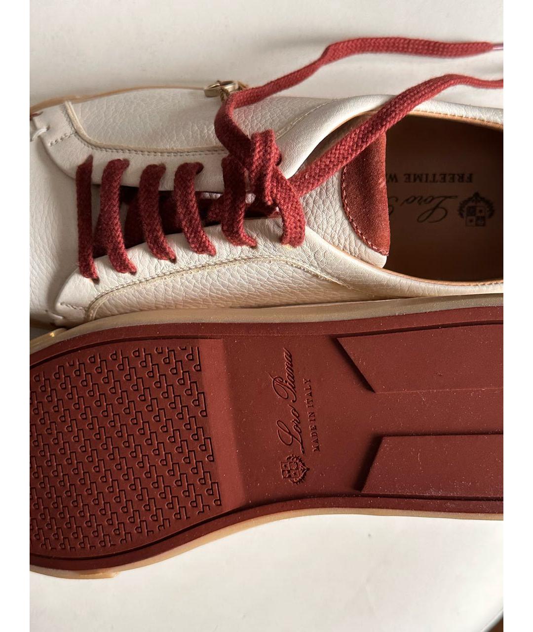 LORO PIANA Бежевые кожаные низкие кроссовки / кеды, фото 5