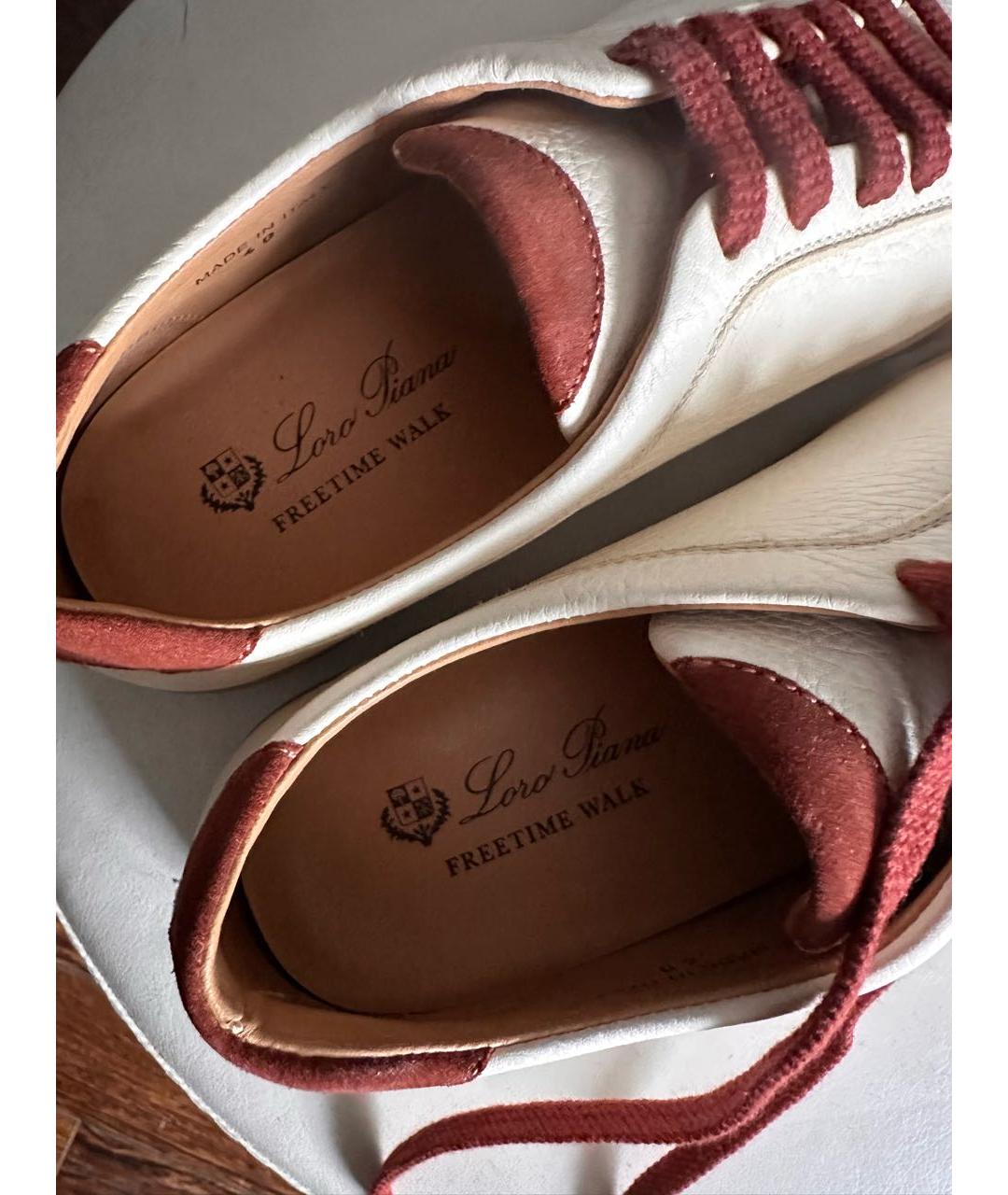 LORO PIANA Бежевые кожаные низкие кроссовки / кеды, фото 3