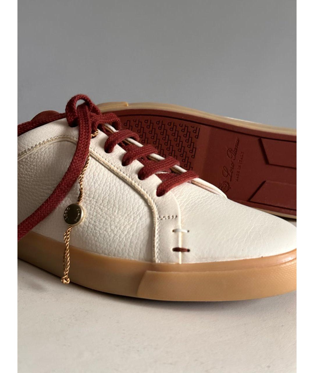 LORO PIANA Бежевые кожаные низкие кроссовки / кеды, фото 8