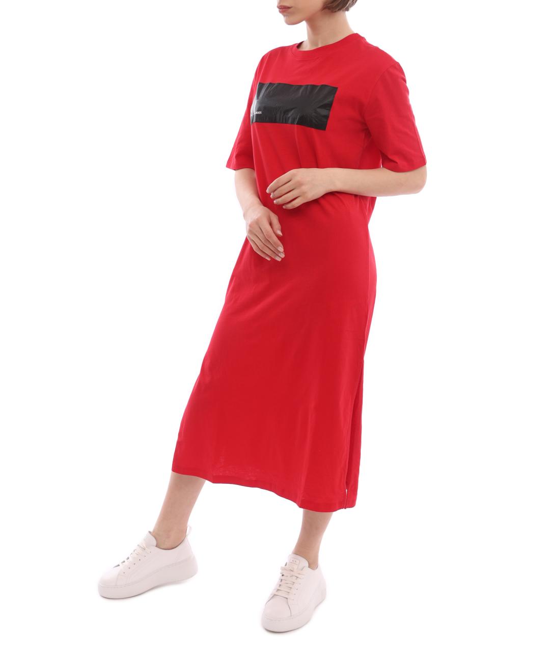 ARMANI EXCHANGE Красное хлопковое повседневное платье, фото 3