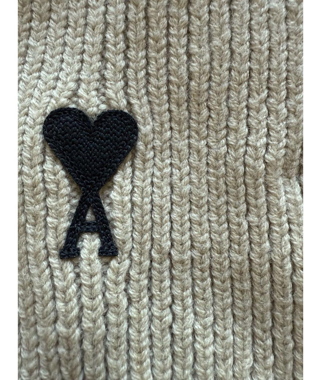 AMI ALEXANDRE MATTIUSSI Бежевый шерстяной шарф, фото 2