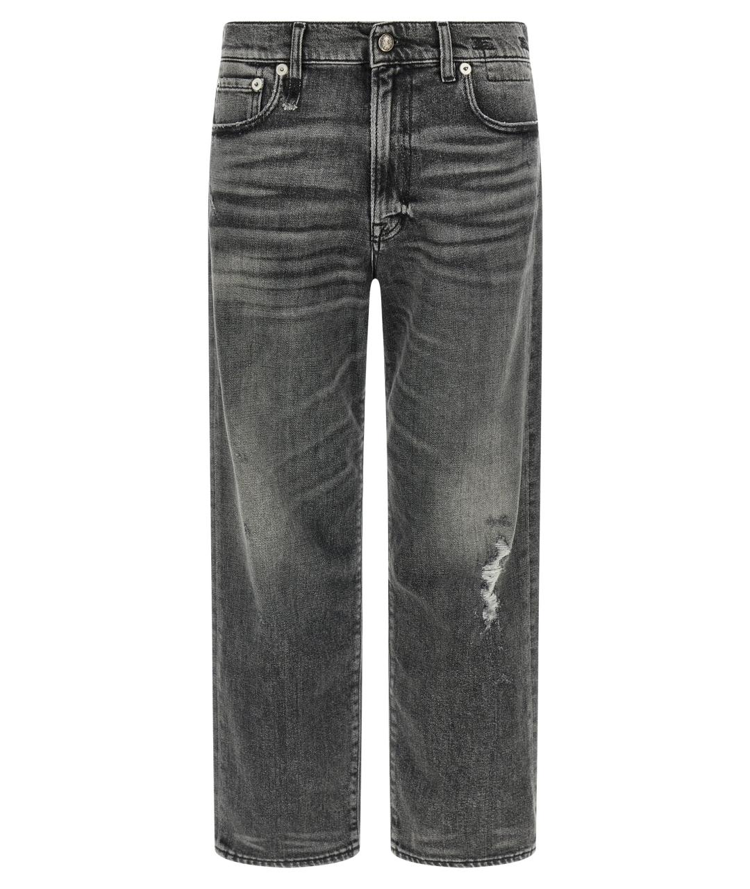R13 Серые хлопковые прямые джинсы, фото 1