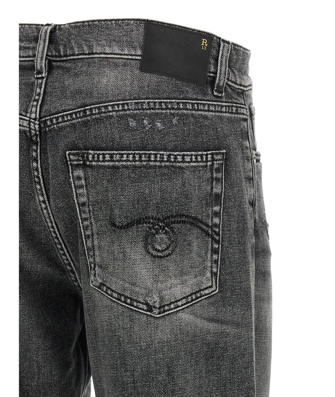 R13 Серые хлопковые прямые джинсы, фото 4
