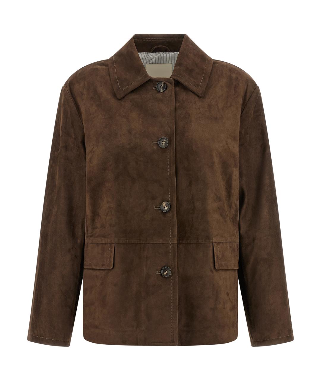 'S MAX MARA Коричневый кожаный жакет/пиджак, фото 1