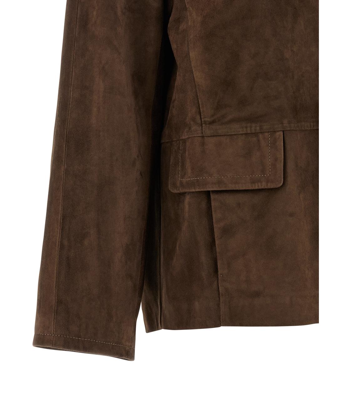 'S MAX MARA Коричневый кожаный жакет/пиджак, фото 4