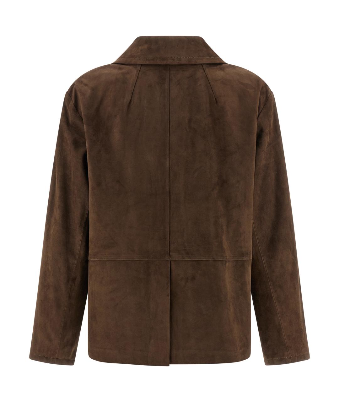'S MAX MARA Коричневый кожаный жакет/пиджак, фото 2