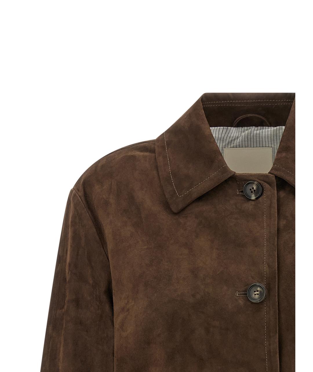 'S MAX MARA Коричневый кожаный жакет/пиджак, фото 3