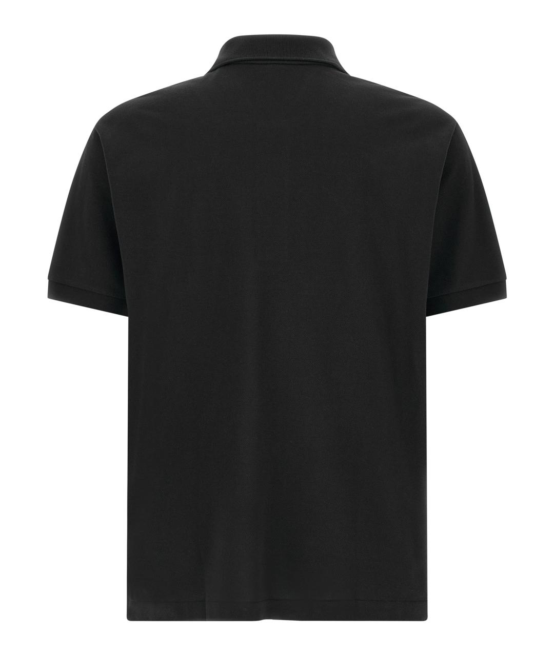 LACOSTE Черное хлопковое поло с коротким рукавом, фото 2