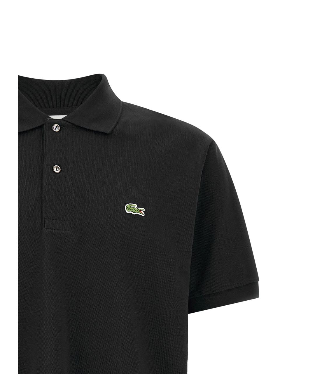 LACOSTE Черное хлопковое поло с коротким рукавом, фото 3