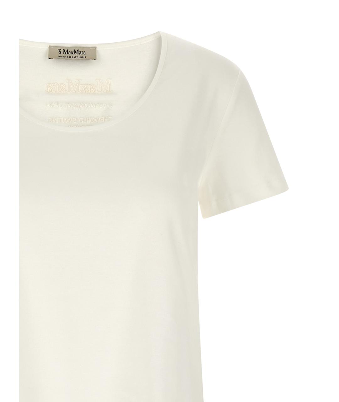 'S MAX MARA Белая хлопковая футболка, фото 3