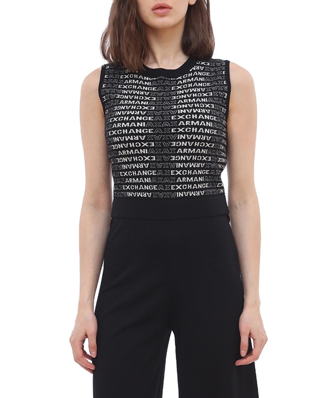 ARMANI EXCHANGE Черный вискозный комбинезон, фото 2