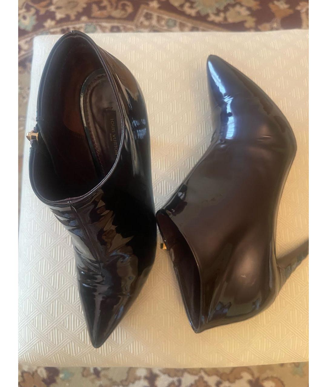 LOUIS VUITTON Бордовые кожаные ботильоны, фото 3