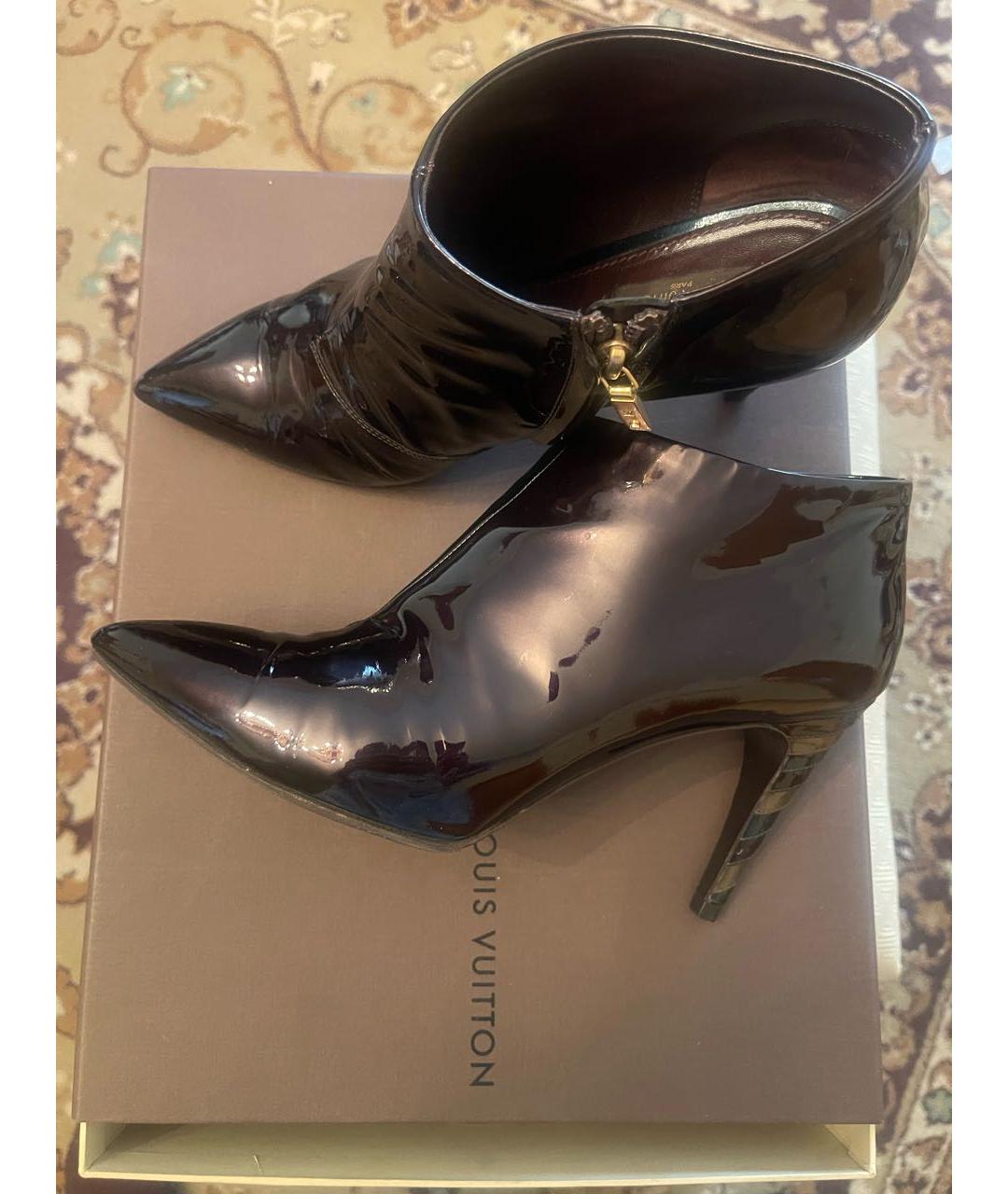 LOUIS VUITTON Бордовые кожаные ботильоны, фото 4