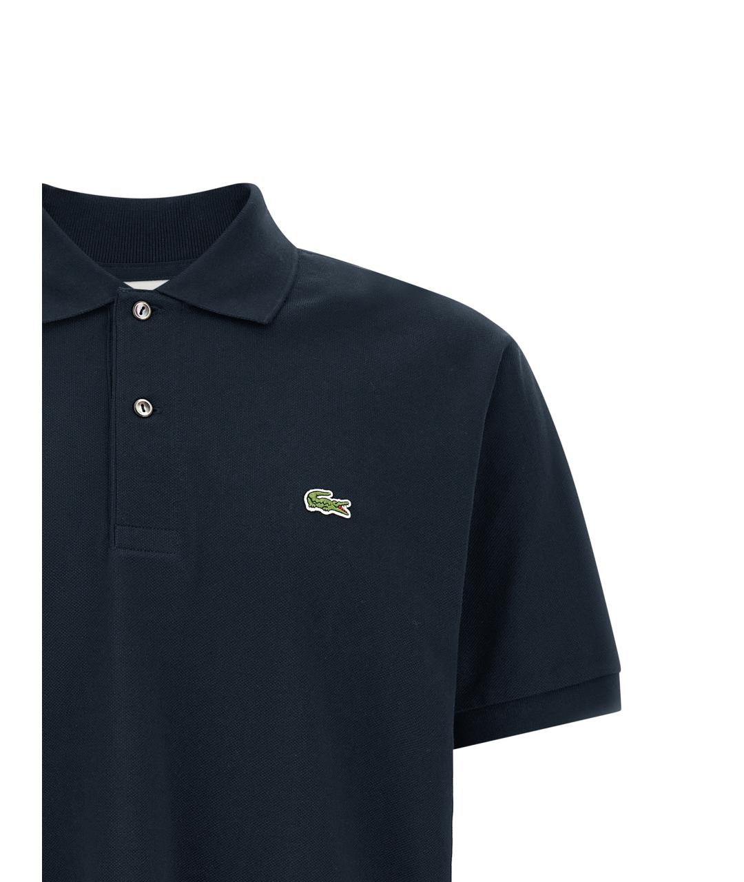 LACOSTE Темно-синее хлопковое поло с коротким рукавом, фото 2