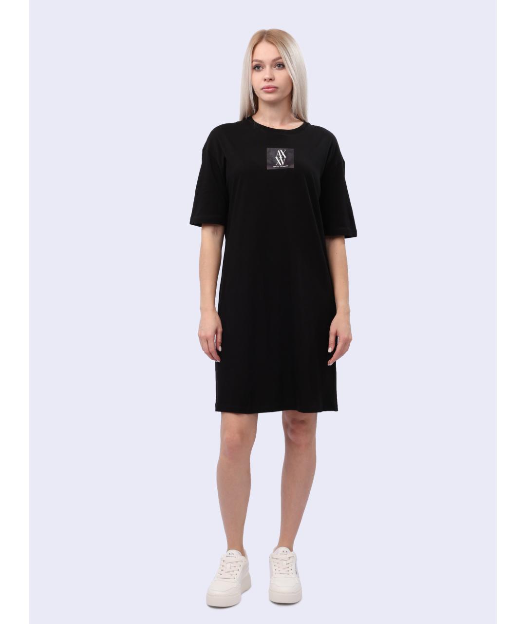 ARMANI EXCHANGE Черное хлопковое повседневное платье, фото 5