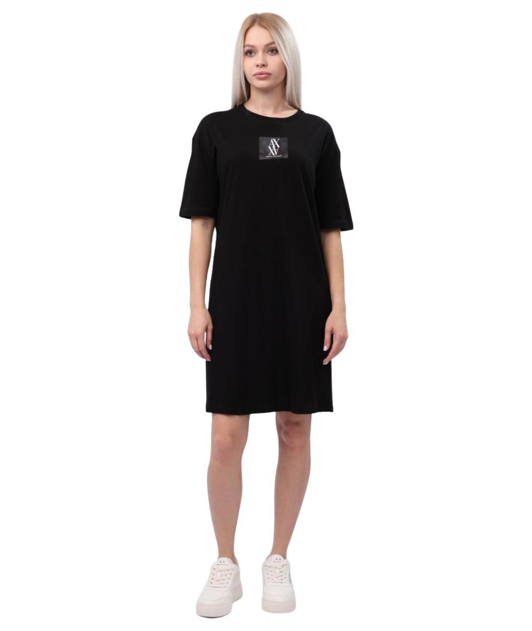 ARMANI EXCHANGE Черное хлопковое повседневное платье, фото 1