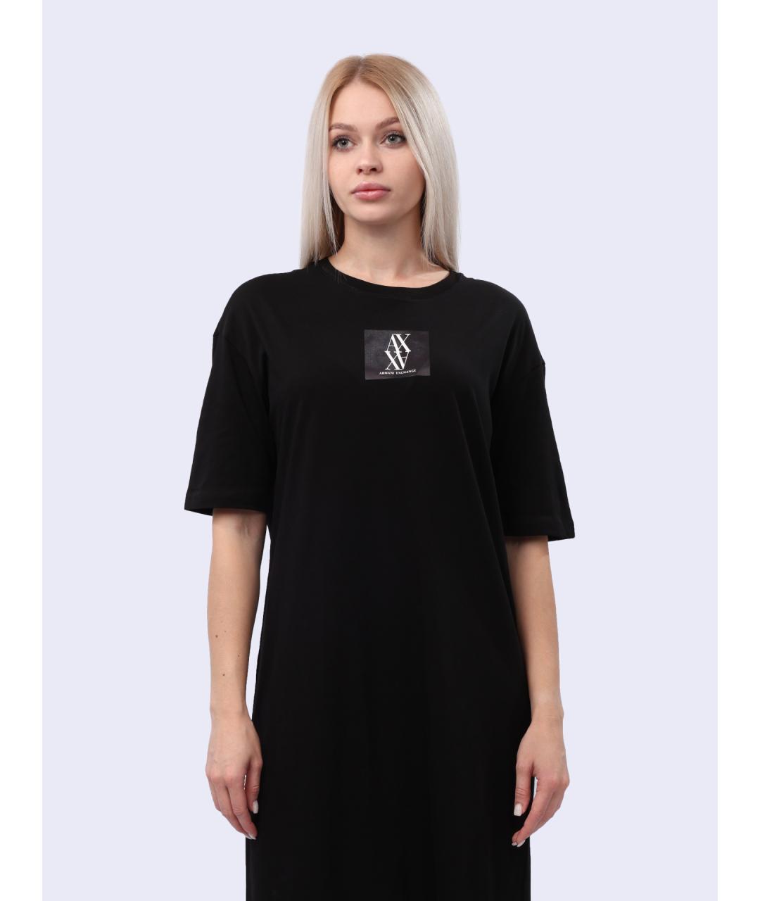 ARMANI EXCHANGE Черное хлопковое повседневное платье, фото 2