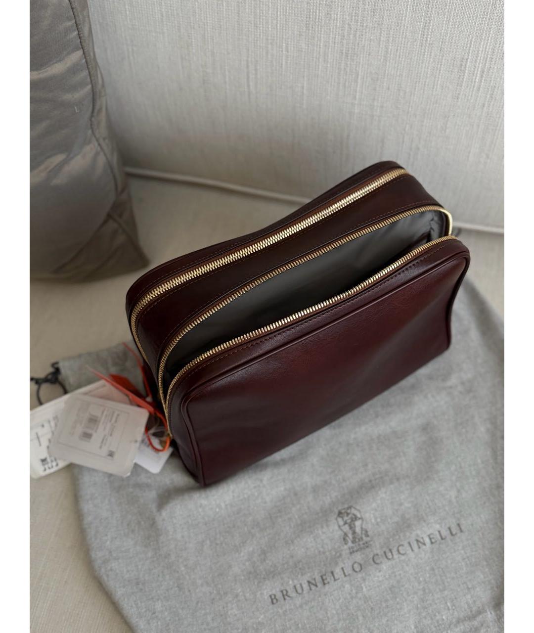 BRUNELLO CUCINELLI Коричневая кожаная барсетка, фото 4