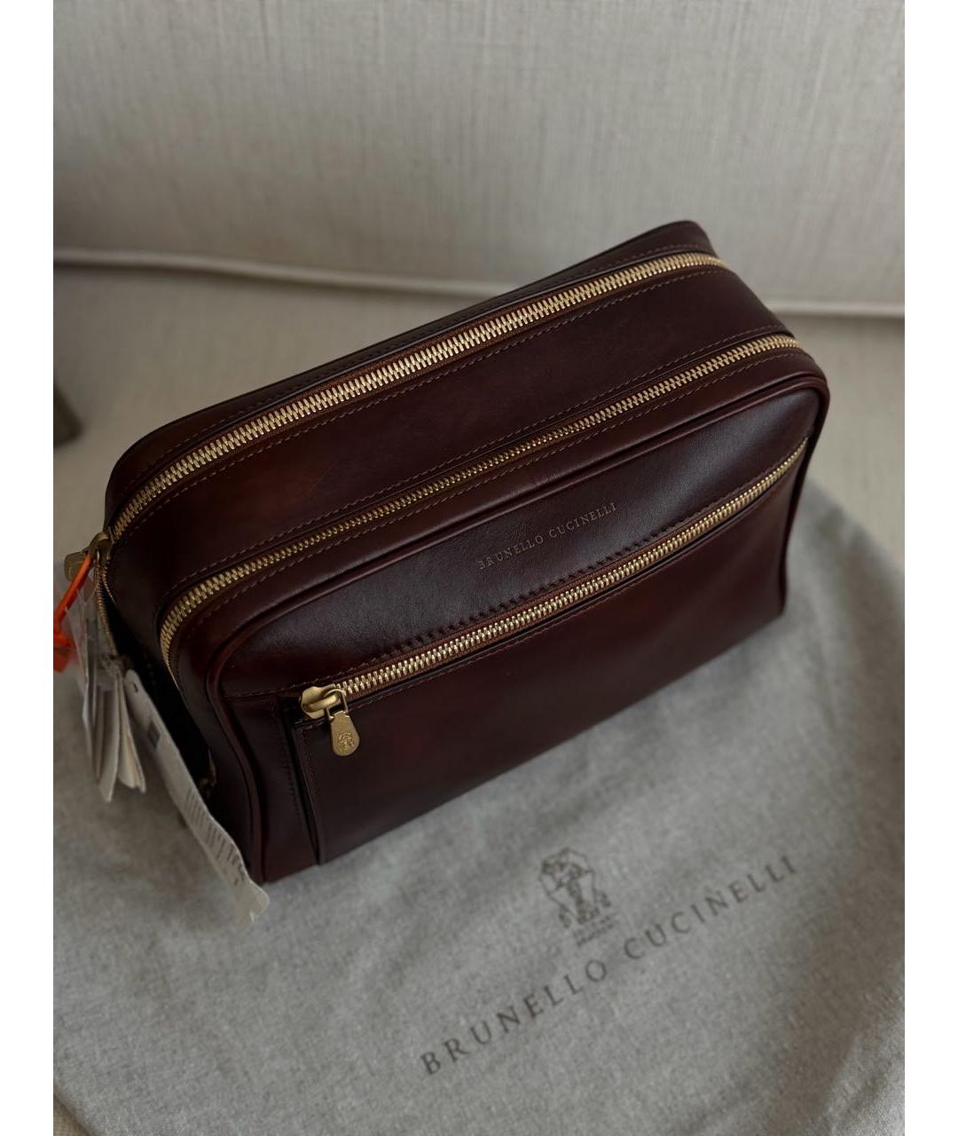 BRUNELLO CUCINELLI Коричневая кожаная барсетка, фото 3
