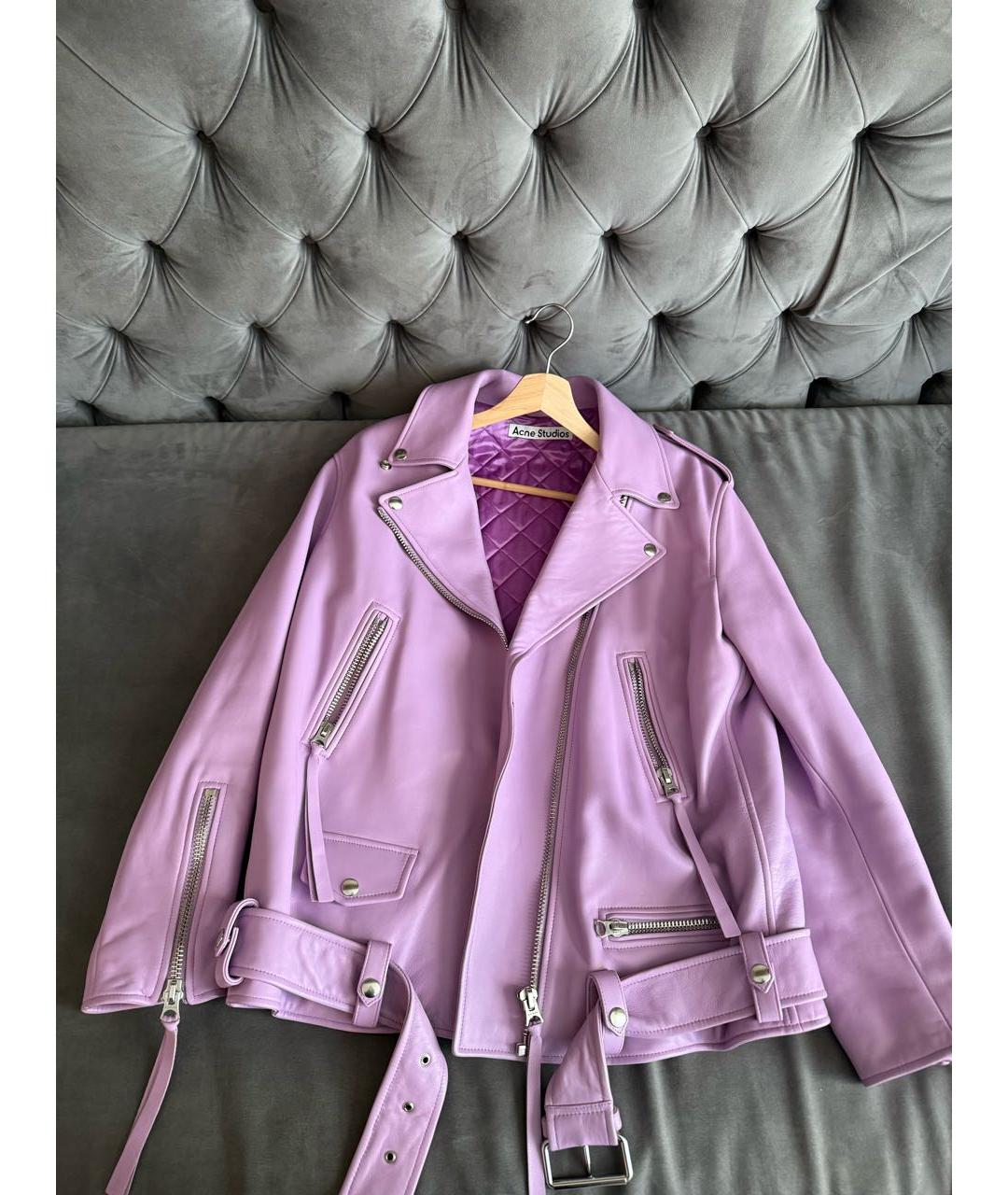 ACNE STUDIOS Фиолетовая кожаная куртка, фото 4