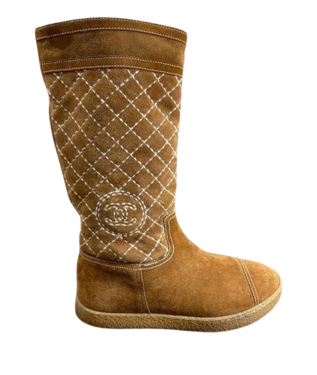 CHANEL Горчичные замшевые сапоги, фото 1