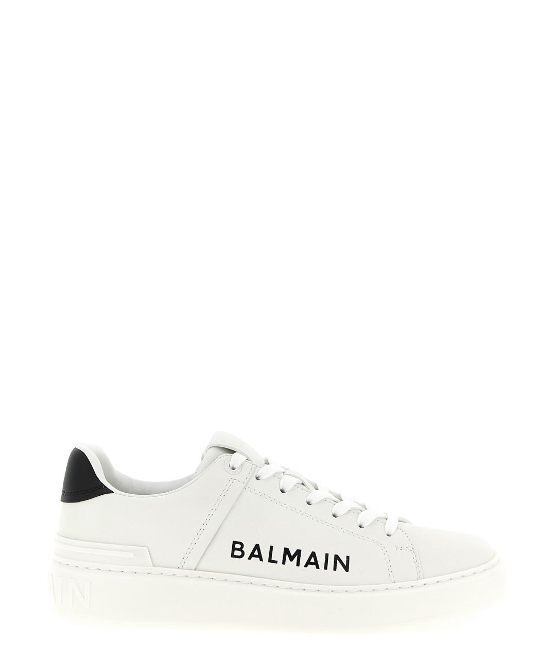 BALMAIN Белые кожаные низкие кроссовки / кеды, фото 1