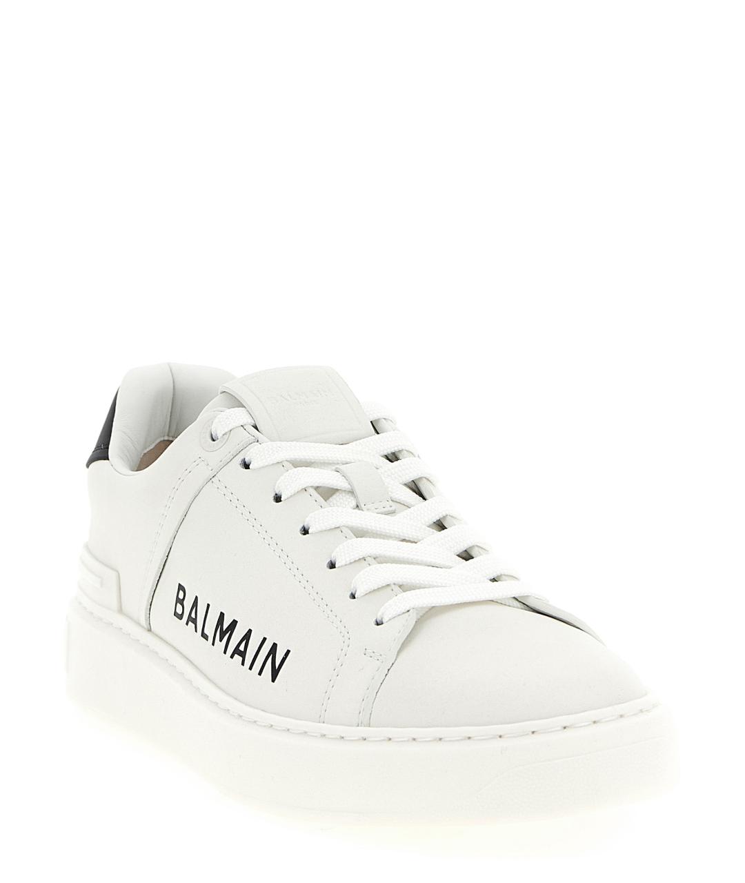 BALMAIN Белые кожаные низкие кроссовки / кеды, фото 2