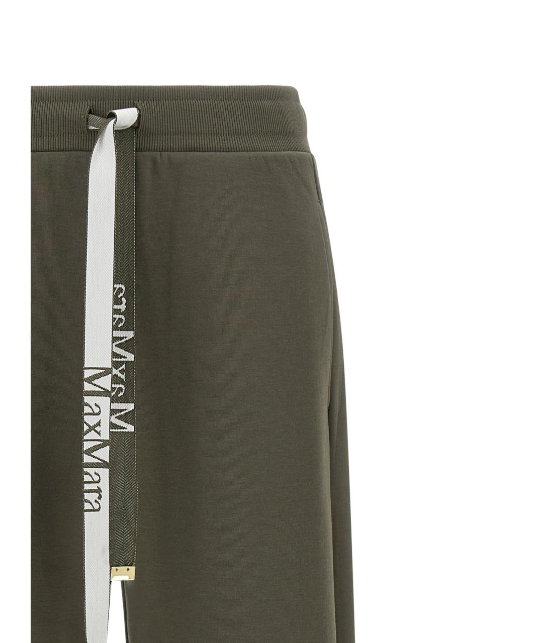 'S MAX MARA Зеленые хлопковые прямые брюки, фото 3