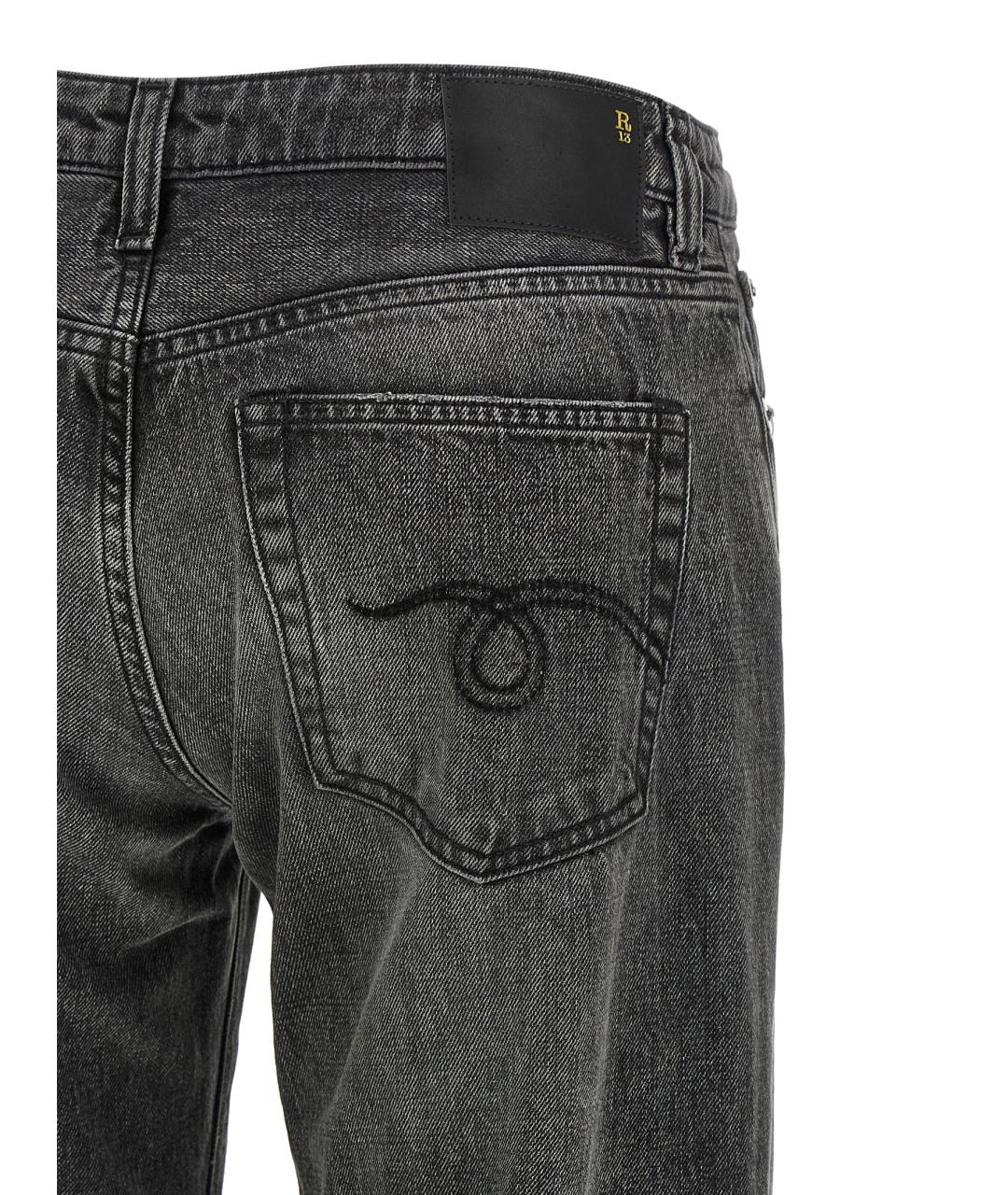 R13 Серые хлопковые прямые джинсы, фото 4