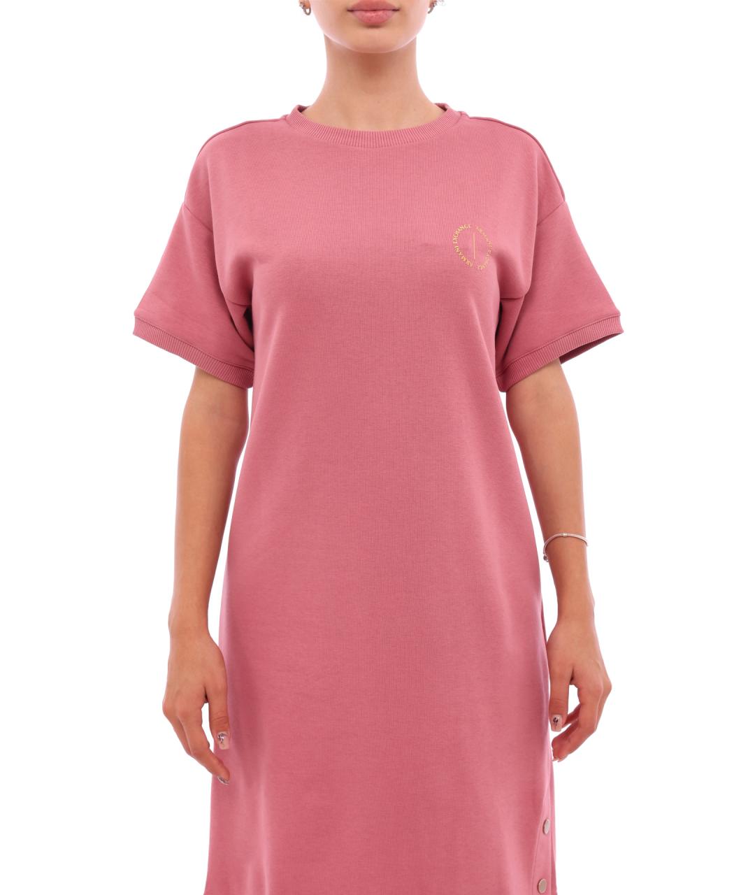 ARMANI EXCHANGE Розовое хлопковое повседневное платье, фото 3