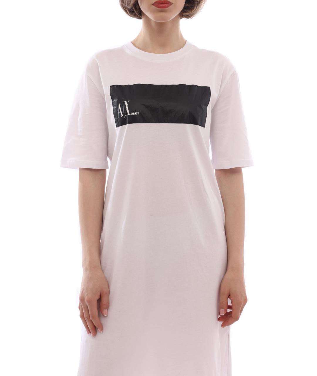 ARMANI EXCHANGE Белое хлопковое повседневное платье, фото 2