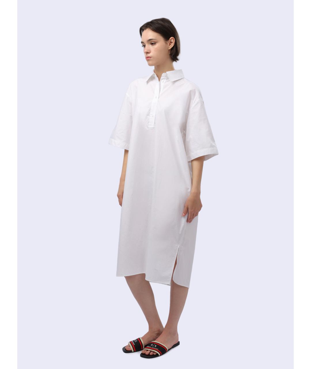 ARMANI EXCHANGE Белое хлопковое повседневное платье, фото 4