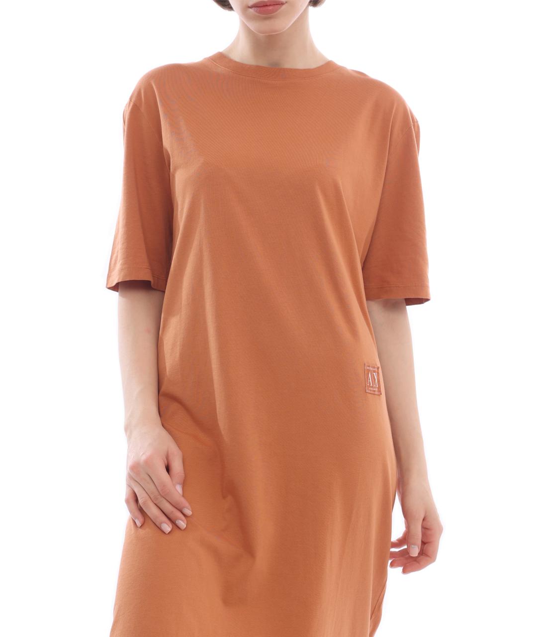 ARMANI EXCHANGE Оранжевое хлопковое повседневное платье, фото 2