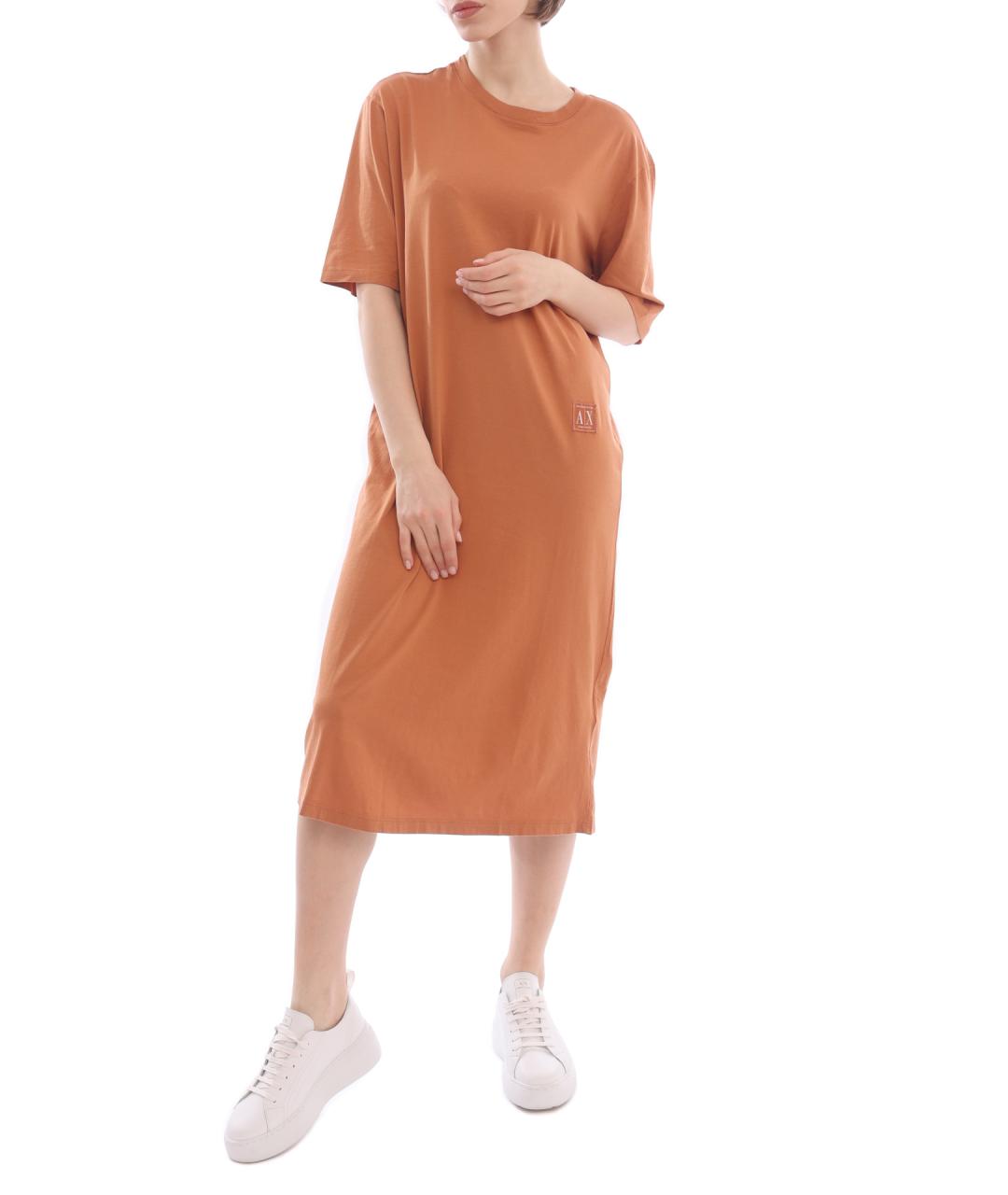 ARMANI EXCHANGE Оранжевое хлопковое повседневное платье, фото 1